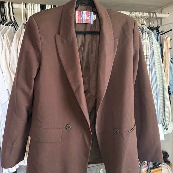 UO Brown Double Breasted Blazer - Picture 1 of 6